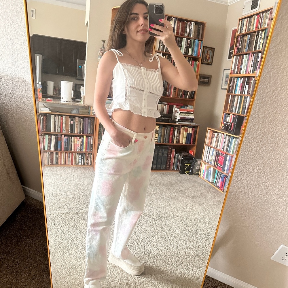 White Lace/Cotton Top